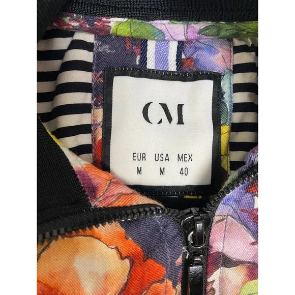 Cactus Man Ricky Singh Floral Bomber Jacket Men's M Unisex Statement Zip Jacket - Picture 5 of 14